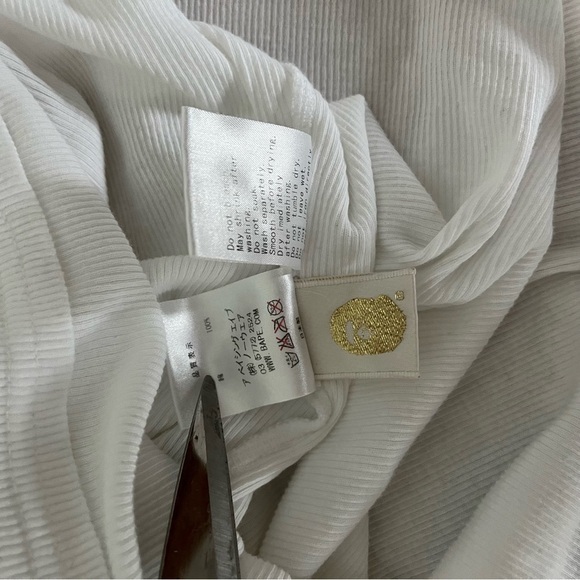 BAPE Women's sz S White Long Ribbed Tank Top Red Bapesta Star Bathing Ape Japan - Picture 9 of 10